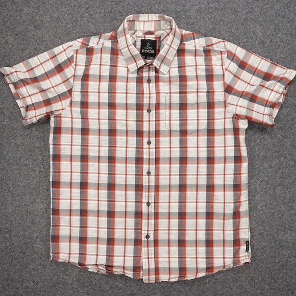 Prana Other - Prana Short Sleeve Shirt Men's Medium Plaid Button Up Pocket Red
